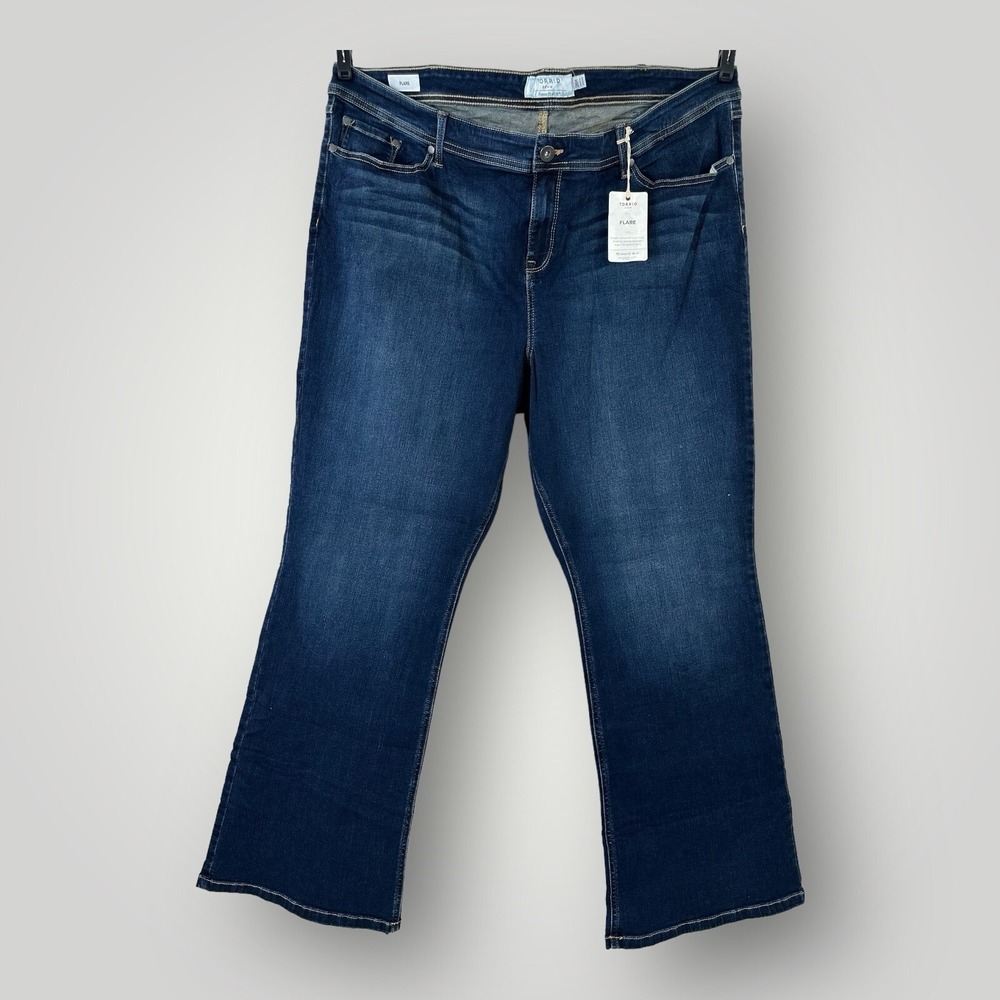 NEW Torrid Flare Jeans Sz 28R (48x33) Blue Denim Luxe Indigo Stretch Jeans NWT